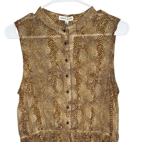 Moon River LARGE Long Brown/Tan Button up Long Lined Dress - Picture 4 of 15